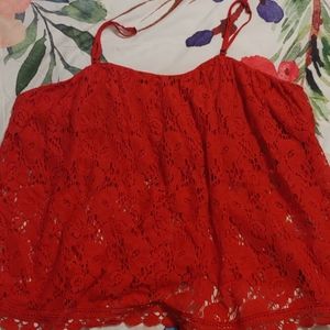 Red Lace Flirty Top